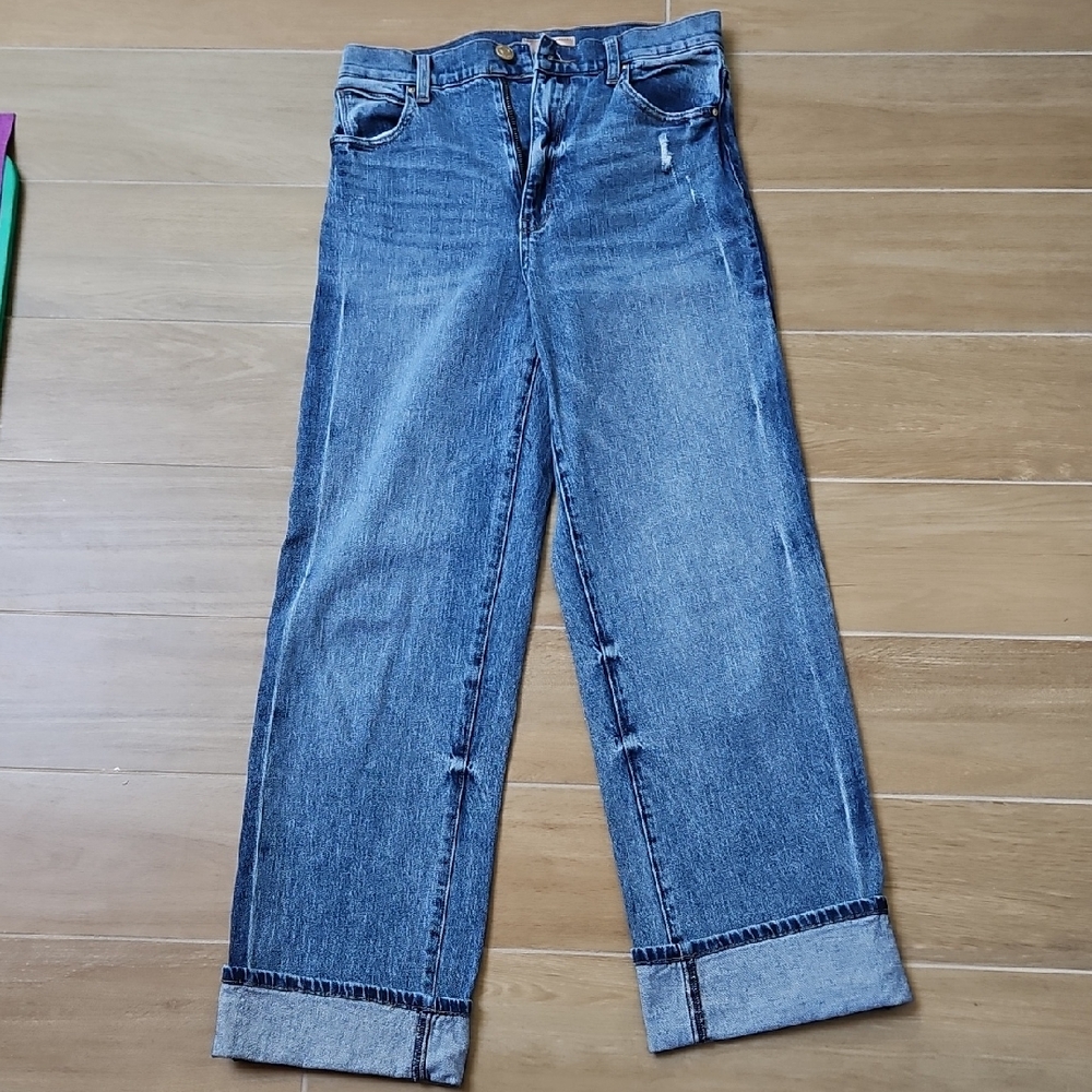 Kut from the Kloth Sienna Blue Cuffed Wide Leg Denim 4 - Picture 2 of 10